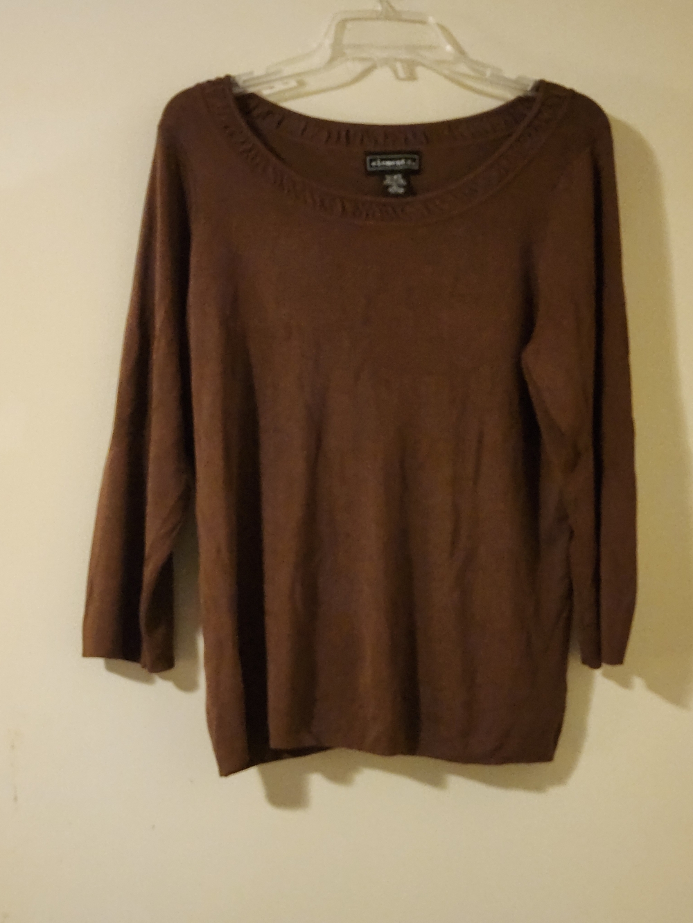 Elementz Cozy ‎ Brown Ribbed Knit Top XL